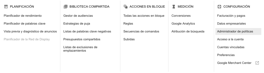 Administrador politicas
